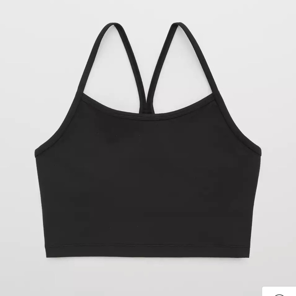 AERIE The Hugger longline Racerback Sports Bra Bralette - black
